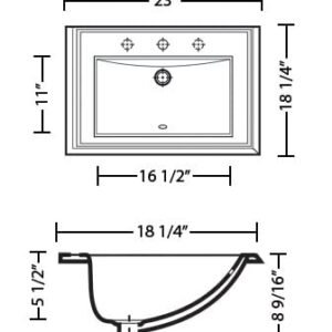 Miseno MLD-2318-3-W Miseno MLD-2318-3 23" Drop In Bathroom Sink with 3 Holes Drilled and Overflow