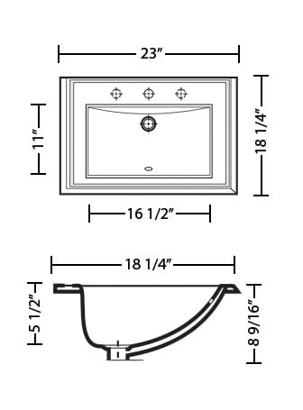 Miseno MLD-2318-3-W Miseno MLD-2318-3 23" Drop In Bathroom Sink with 3 Holes Drilled and Overflow