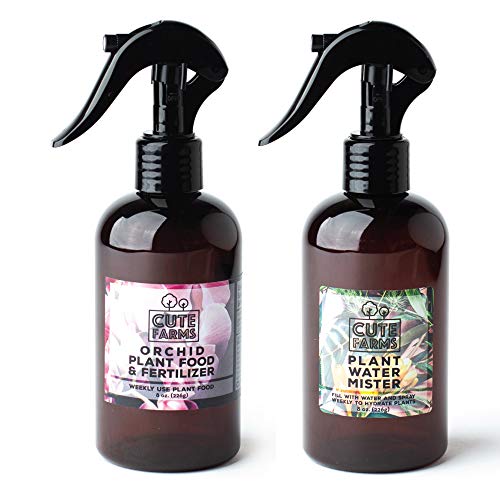 Cute Farms Orchid Plant Food Fertilizer Mist (8 oz. Spray Bottle + ONE Water Mister)