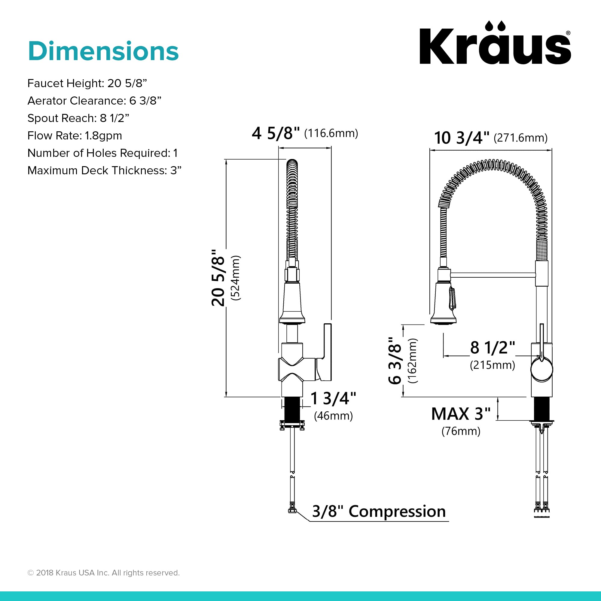 Kraus KPF-1690SFS Britt Pre-Rinse/Commercial Kitchen Faucet with Dual Function Sprayhead in all-Brite Finish, Spot Free Stainless Steel
