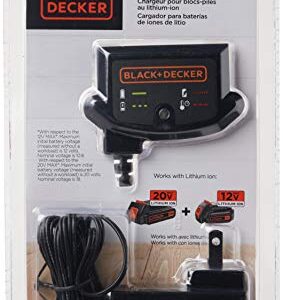 BLACK+DECKER 20V MAX Lithium Battery Charger, Compatible With 12V and 20V Battery, Battery Sold Separately (LCS1620B)