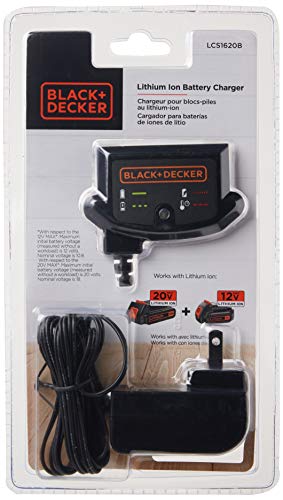 BLACK+DECKER 20V MAX Lithium Battery Charger, Compatible With 12V and 20V Battery, Battery Sold Separately (LCS1620B)