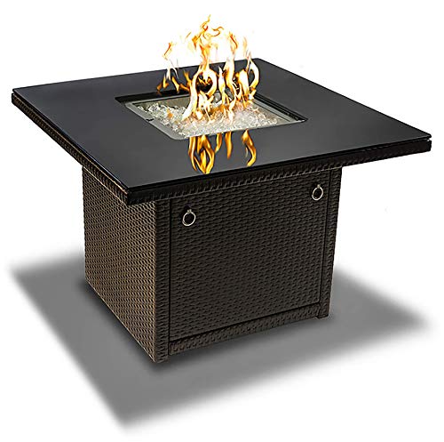 Outland Living 410 Series - 36-Inch Outdoor Propane Gas Fire Table, Espresso Brown/Square