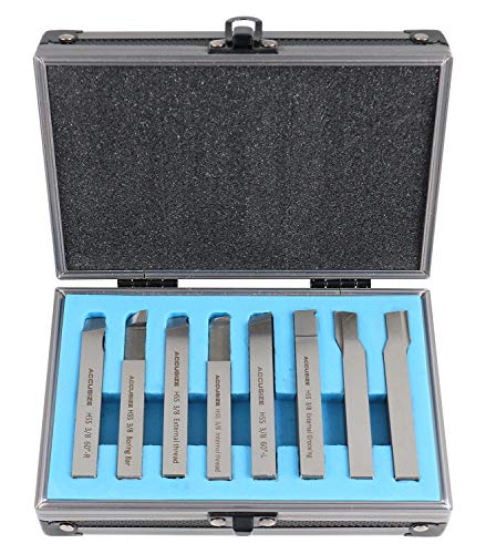 Accusize Industrial Tools 3/8'' 8 Pc Hss Tool Bit Set, Pre-Ground for Turning and Facing Work, 2662-2003