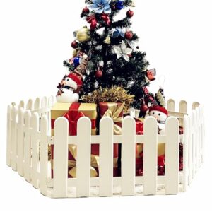 CHICIEVE 4 pcs 11.8x19.7inch White Plastic Picket Fence Christmas Xmas Tree Wedding Party Decoration Indoor Garden Border and Dog Cat Christmas Tree Protector (78.7 Inch in Total)