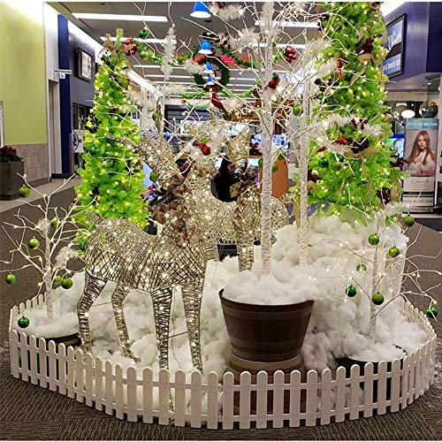 CHICIEVE 4 pcs 11.8x19.7inch White Plastic Picket Fence Christmas Xmas Tree Wedding Party Decoration Indoor Garden Border and Dog Cat Christmas Tree Protector (78.7 Inch in Total)