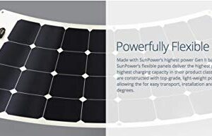 SUNPOWER Portable Solar Panels, Flexible Panel / Monocrystalline Cells / Lightweight/ MC4 Connectors Camping, boats, RV + more (100W)