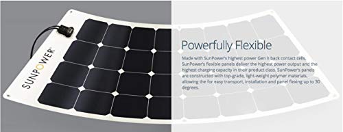 SUNPOWER Portable Solar Panels, Flexible Panel / Monocrystalline Cells / Lightweight/ MC4 Connectors Camping, boats, RV + more (100W)