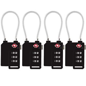 tsa lock security 3 digit combination suitcase luggage bag code lock padlock (black-4-pack)