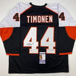 autographed/signed kimmo timonen philadelphia black hockey jersey jsa coa