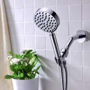 ALL METAL Handheld Shower Head Holder - CHROME - Adjustable Shower Wand Holder with Universal Wall Hook Bracket and Brass Pivot Ball - Hand Held Shower Head Holder - Shower Hose Holder