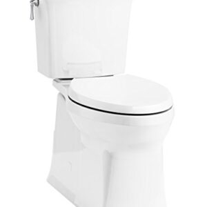 KOHLER 3814-0 Corbelle Comfort Height(R) elongated 1.28 gpf toilet with skirted trapway and Revolution 360 swirl flushing technology and left-hand trip lever (2 Piece), White