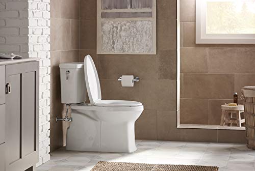 KOHLER 3814-0 Corbelle Comfort Height(R) elongated 1.28 gpf toilet with skirted trapway and Revolution 360 swirl flushing technology and left-hand trip lever (2 Piece), White