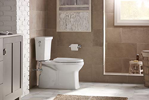 KOHLER 3814-0 Corbelle Comfort Height(R) elongated 1.28 gpf toilet with skirted trapway and Revolution 360 swirl flushing technology and left-hand trip lever (2 Piece), White