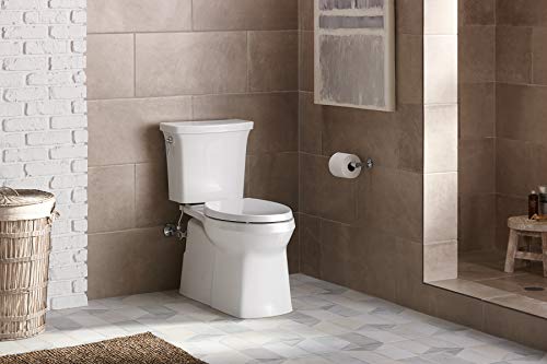 KOHLER 3814-0 Corbelle Comfort Height(R) elongated 1.28 gpf toilet with skirted trapway and Revolution 360 swirl flushing technology and left-hand trip lever (2 Piece), White