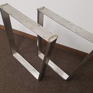 Brushed Stainless Table Legs, Rectangular Tapered Style - Any Size