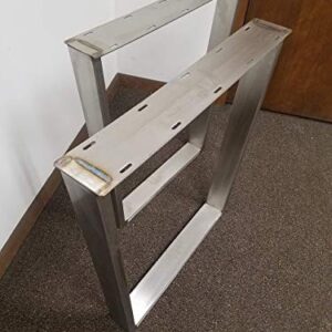 Brushed Stainless Table Legs, Rectangular Tapered Style - Any Size