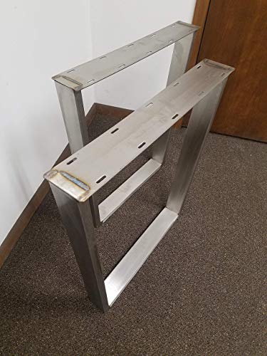 Brushed Stainless Table Legs, Rectangular Tapered Style - Any Size