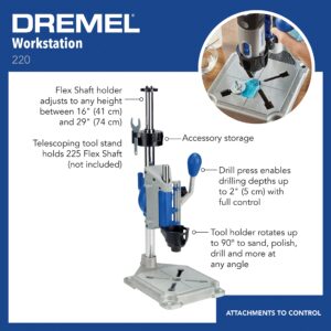 Dremel High Performance Rotary Tool Kit with Rotary Tool Workstation Drill Press Work Station and Wrench