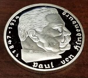 third reich 5rm hindenburg coin silver plated