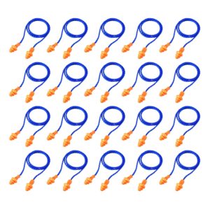 20 pairs corded ear plugs reusable silicone earplugs with string banded ear plug sleep noise cancelling for hearing protection (blue-orange)
