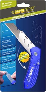 rapid edge extend-a-blade™ utility knife (folding razor knife with double length box cutter blade and 3 sliding blade positions)