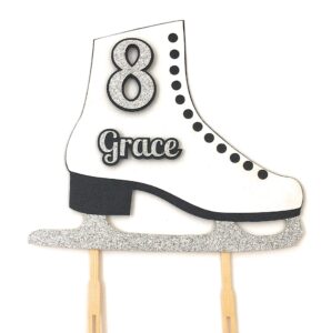 ice skate cake topper personalized with name and age