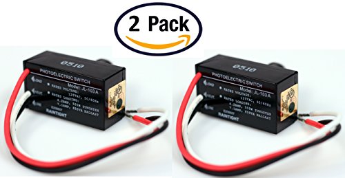 Creative Hobbies Pack of 2, Outdoor Hard-Wired Post Eye Light Control Electric Resistor Photocell Light Sensor, Dusk to Dawn Sensor, Convert Fixtures to Auto On at Night, LED HID CFL JL-103A