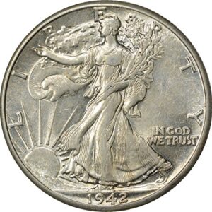 1942-p walking liberty half dollar, au, uncertified