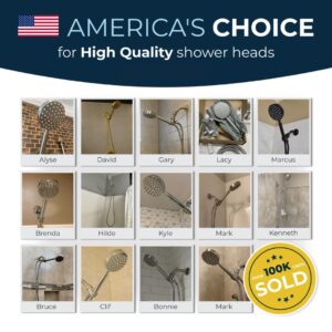 ALL METAL Handheld Shower Head with Hose and Brass Holder- CHROME - 2.5 GPM High Pressure Shower Heads - Hand Shower Head with Adjustable Shower Wand Bracket - 6ft Flexible Extension