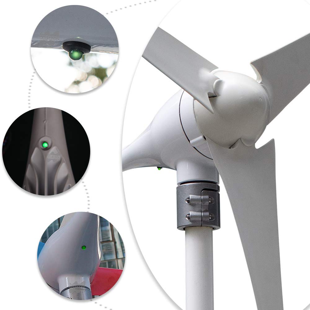 Marsrock Small Wind Turbine Generator AC 12Volt 400W Economy Windmill with MPPT Controller for Wind Solar Hybrid System 2m/s Start Wind Speed 3 Blades (400Watt 12Volt)