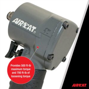 AIRCAT Pneumatic Tools 1077-TH: Stubby Impact Wrench 700 ft-lbs - 3/8-Inch