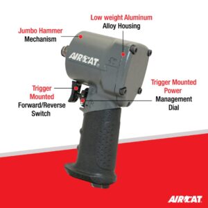 AIRCAT Pneumatic Tools 1077-TH: Stubby Impact Wrench 700 ft-lbs - 3/8-Inch