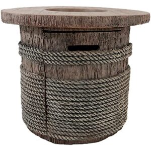 Sunnydaze 29-Inch Rope and Barrel Design Propane Gas Fire Pit Table with Lava Rocks - Includes Weather-Resistant Cover