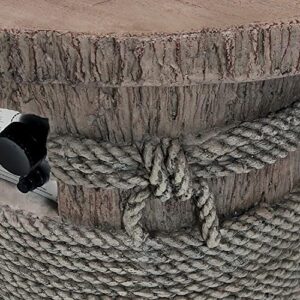 Sunnydaze 29-Inch Rope and Barrel Design Propane Gas Fire Pit Table with Lava Rocks - Includes Weather-Resistant Cover