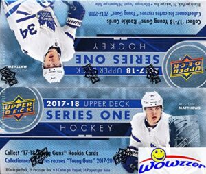 2017/18 upper deck series 1 nhl hockey massive factory sealed 24 pack retail box with 192 cards & game jersey card! includes 6 young guns rookies,3 canvas cards & 3 portrait inserts! awesome! wowzzer!