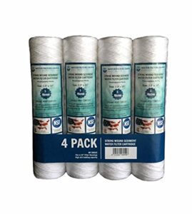 wfd, wf-sw105 2.5"x10" 5 micron string wound sediment water filter cartridge, fits in 10" standard size housings of undersink ro or filtration systems (4 pack, 5 micron)