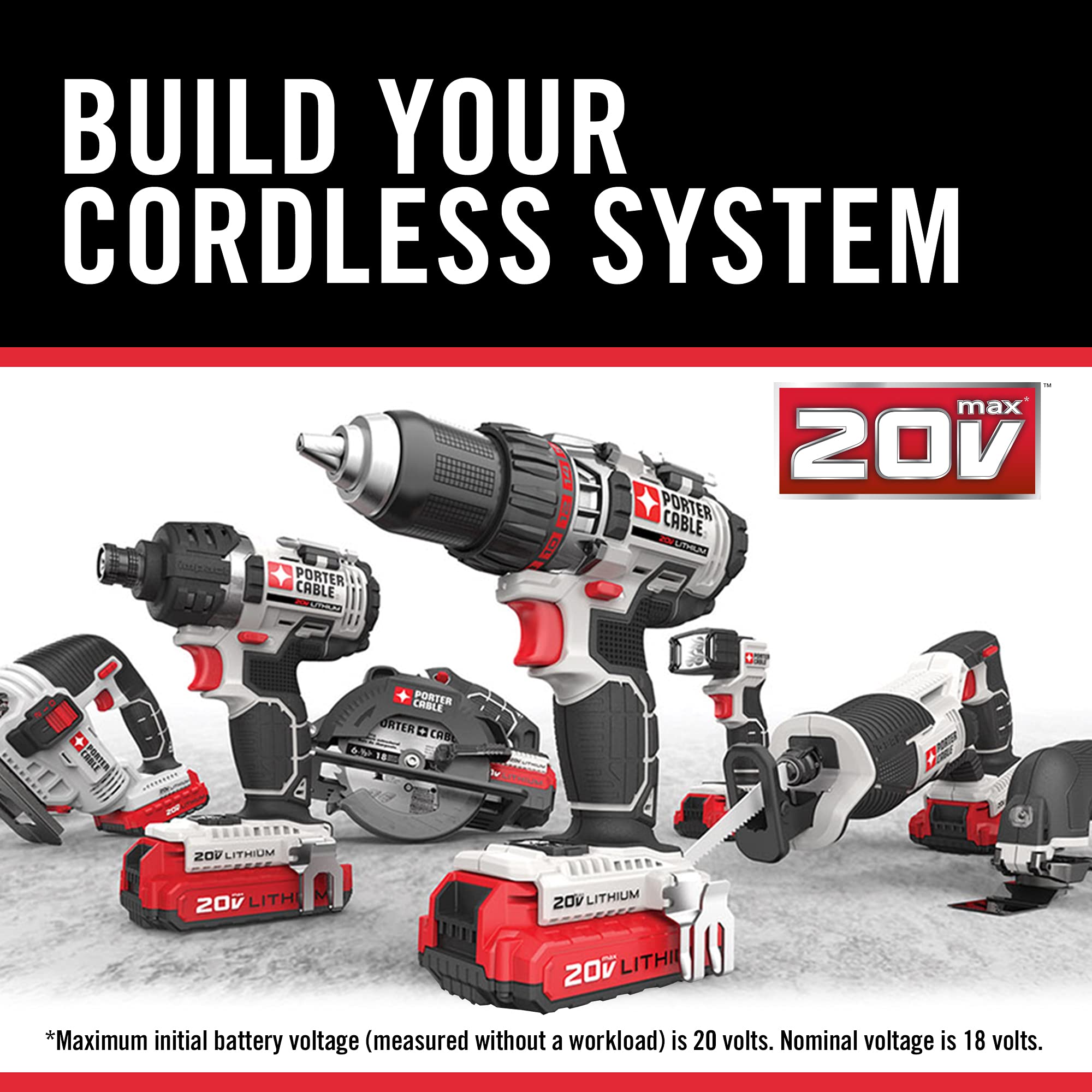 PORTER-CABLE 20V MAX* Cordless Drill Combo Kit, 8-Tool (PCCK6118)