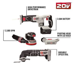 PORTER-CABLE 20V MAX* Cordless Drill Combo Kit, 8-Tool (PCCK6118)