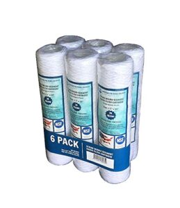 wfd, wf-sw1020 2.5"x10" 20 micron string wound sediment water filter cartridge, fits in 10" standard size housings of undersink ro or filtration systems (6 pack, 20 micron)