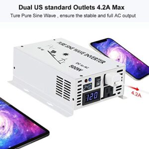 WZRELB 500w Pure Sine Wave Solar Power Inverter 24v DC to 120v AC 60hz