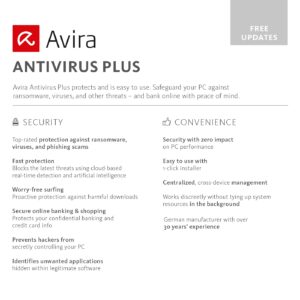 Avira Antivirus Plus 2018 - 1 Device 1 Year
