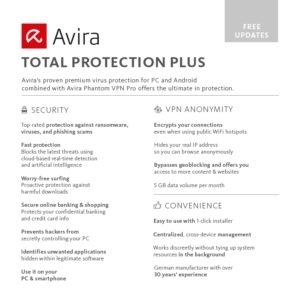 Avira Total Protection Plus 2018 | 1 Device | 2 Year | Download [Online Code]