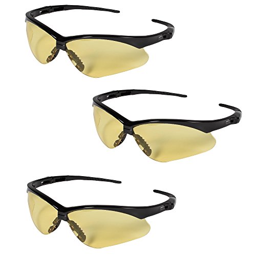 Nemesis Safety Glasses 3000359 (3 Pair) (Black Frame with Amber Lens)