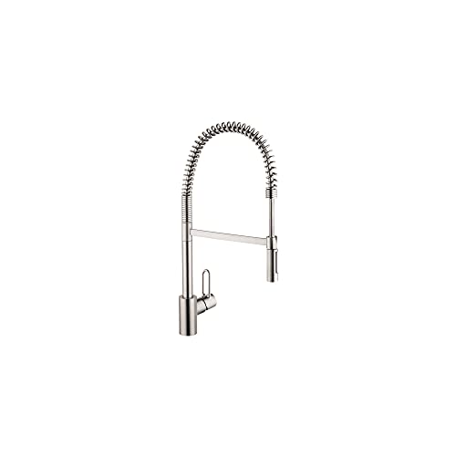 hansgrohe Talis Loop Stainless Steel Commercial Kitchen Faucet, Kitchen Faucets with Pull Down Sprayer, Faucet for Kitchen Sink, Stainless Steel Optic 04700805