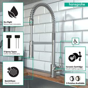 hansgrohe Talis Loop Stainless Steel Commercial Kitchen Faucet, Kitchen Faucets with Pull Down Sprayer, Faucet for Kitchen Sink, Stainless Steel Optic 04700805