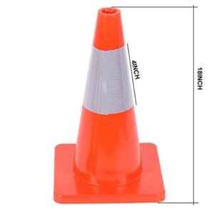 Reliancer 6PCS 18" Traffic Cones PVC Safety Road Parking Cones Weighted Hazard Cones Construction Cones for Traffic Fluorescent Orange w/4" Reflective Strips Collar