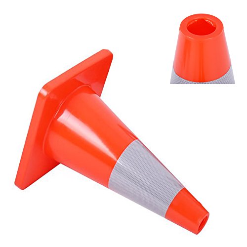 Reliancer 6PCS 18" Traffic Cones PVC Safety Road Parking Cones Weighted Hazard Cones Construction Cones for Traffic Fluorescent Orange w/4" Reflective Strips Collar