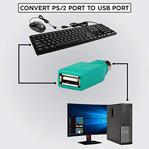 2-Pack RocketBus USB to PS/2 PS2 Adapter for Newer New USB Mouse or Keyboard to Older Old Legacy Computer PS/2 Port