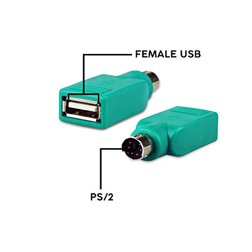 2-Pack RocketBus USB to PS/2 PS2 Adapter for Newer New USB Mouse or Keyboard to Older Old Legacy Computer PS/2 Port